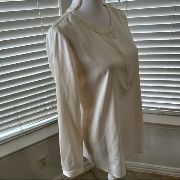 CLASSIQUES ENTIER Ivory Silk Long Sleeve Blouse Popover Tunic Top Cream … - Picture 6 of 13